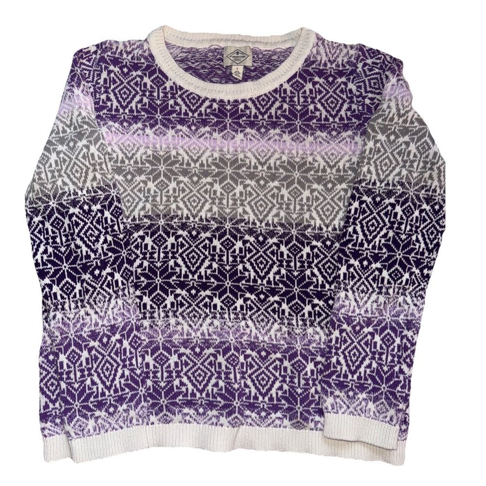 St. John's Bay Purple Fair Isle Snowflake Nordic Sweater Large